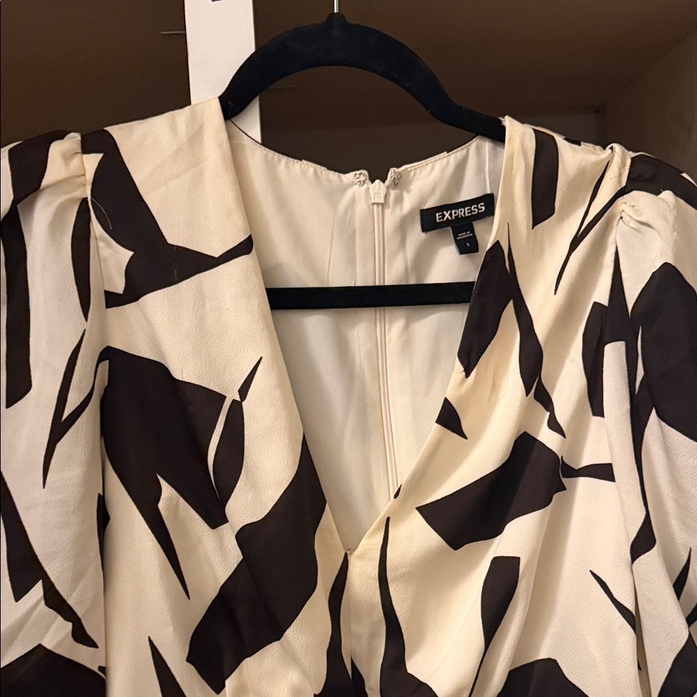 Express Black and Cream Abstract Dress